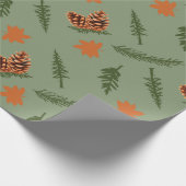 Naadloos inpakpapier: Autumn Pine Tree Branch Cadeaupapier (Hoek)