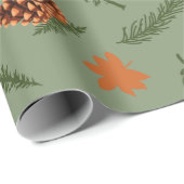 Naadloos inpakpapier: Autumn Pine Tree Branch Cadeaupapier (Rol Hoek)