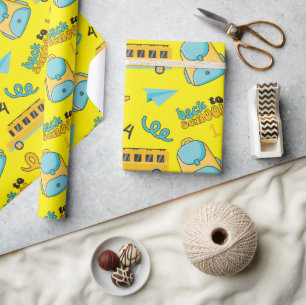 Naadloos inpakpapier: bus, tas en vliegtuigkunst cadeaupapier