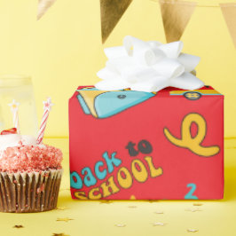 Naadloos inpakpapier: cijfers en schoolbus cadeaupapier