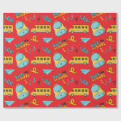 Naadloos inpakpapier: cijfers en schoolbus cadeaupapier (Vlak)