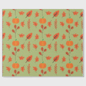 Naadloos inpakpapier: herfstbladeren en pompoen cadeaupapier (Vlak)