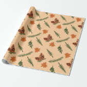 Naadloos inpakpapier met Cosy Maple en Pine (Uitgerold)