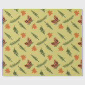 Naadloos inpakpapier met pineconen en bladeren (Vlak)