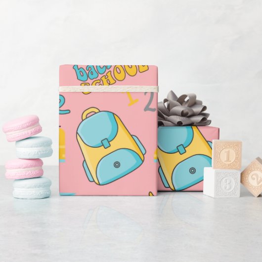 Naadloos inpakpapier: Papier Vliegtuig Schooltas (Baby Shower)