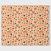 Naadloos inpakpapier: pompoen, sterren en blad cadeaupapier (Vlak)