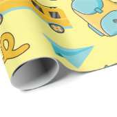 Naadloos inpakpapier: tas, nummers, schoolbus cadeaupapier (Rol Hoek)