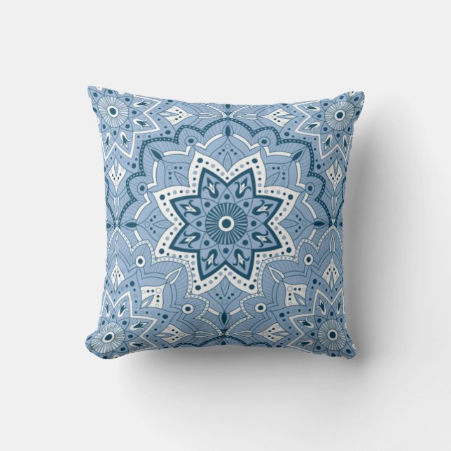 Naadloos Islamic Colorful Blue Kussen (Voorkant)