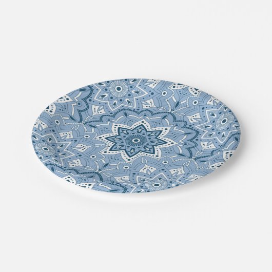 Naadloos Islamic Colorful Blue Papieren Bordje (Gekanteld)