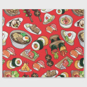 naadloos Japans voedselpatroon Cadeaupapier (Vlak)