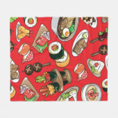 naadloos Japans voedselpatroon Fleece Deken (Voorkant (Horizontaal))
