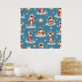 Naadloos Jezus Patroon Religie Geschenk Christendo Poster (Keuken)