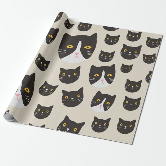 Naadloos kattenpatroon/-naadloos kattenpatroon/ cadeaupapier (Uitgerold)