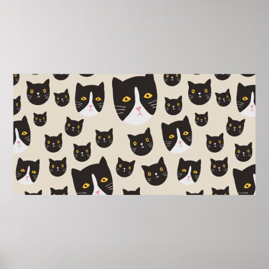Naadloos kattenpatroon/ poster (Voorkant)