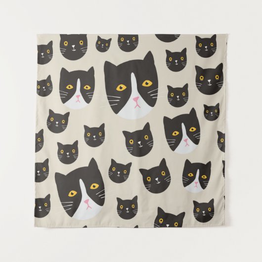 Naadloos kattenpatroon/ wandkleed (Voorkant)