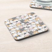 Naadloos Kawaii Cute Cats Patroon Bier Onderzetter (Linkerzijde)