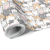 Naadloos Kawaii Cute Cats Patroon Cadeaupapier (Rol Hoek)