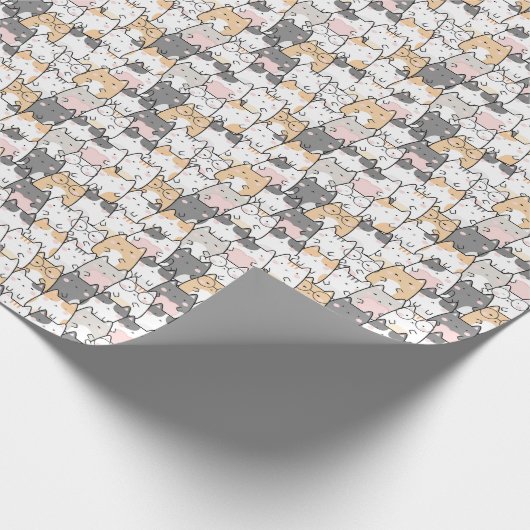 Naadloos Kawaii Cute Cats Patroon Cadeaupapier (Hoek)