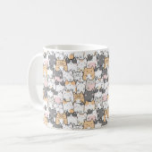 Naadloos Kawaii Cute Cats Patroon Koffiemok (Voorkant links)