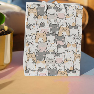 Naadloos Kawaii Cute Cats Patroon Medium Cadeauzakje