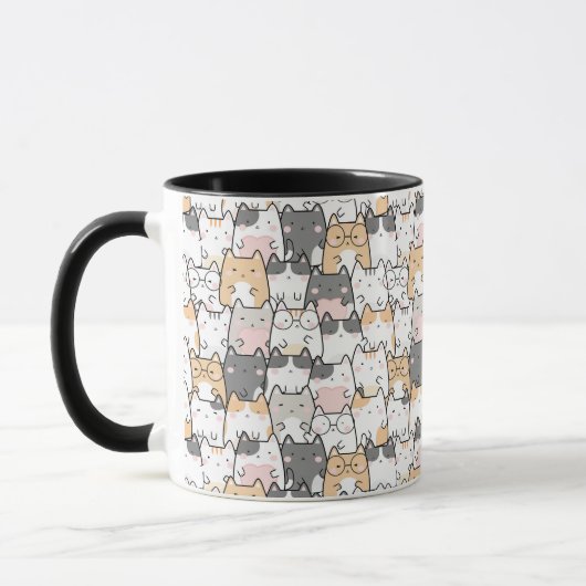 Naadloos Kawaii Cute Cats Patroon Mok (Links)