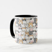 Naadloos Kawaii Cute Cats Patroon Mok (Voorkant links)