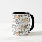 Naadloos Kawaii Cute Cats Patroon Mok (Voorkant rechts)