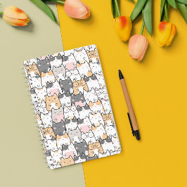 Naadloos Kawaii Cute Cats Patroon Notitieboek