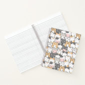 Naadloos Kawaii Cute Cats Patroon Notitieboek (Binnen)