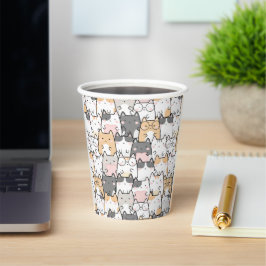 Naadloos Kawaii Lieve Katten Patroon Papieren Bekers