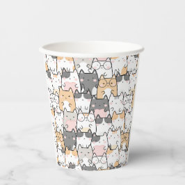 Naadloos Kawaii Lieve Katten Patroon Papieren Bekers