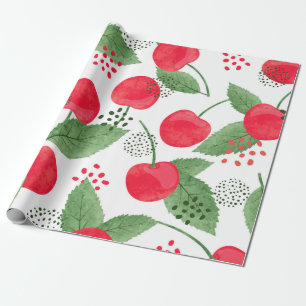 Naadloos kersenpatroon. waterverf cadeaupapier