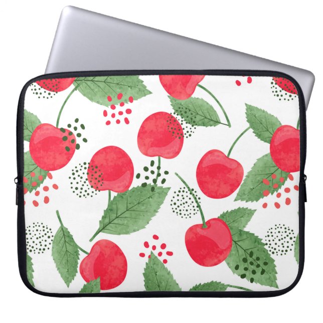 Naadloos kersenpatroon.  waterverf laptop sleeve (Voorkant)