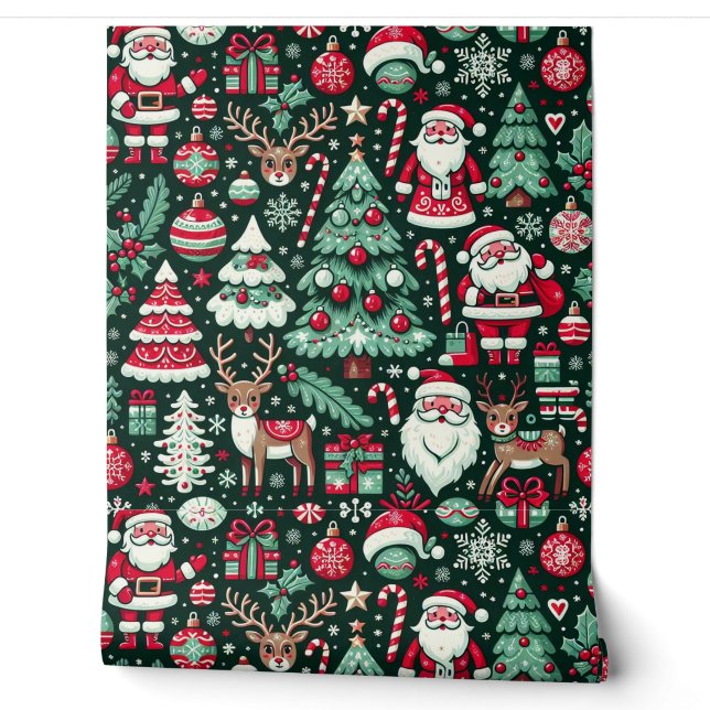 Naadloos KERST Behang (Afrollen)