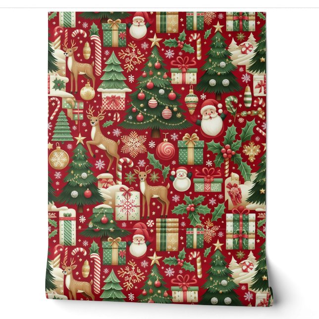 Naadloos KERST Behang (Afrollen)