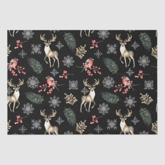 Naadloos kerstpatroon met droger & bullfinks tissuepapier (Voorkant)