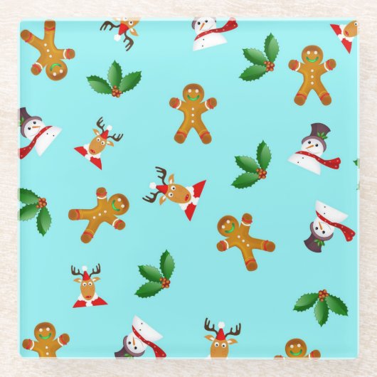 Naadloos kerstpatroonglas Onderzetter (Voorkant)