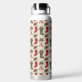 Naadloos Kerstsokkenpatroon Waterfles (Achterkant)