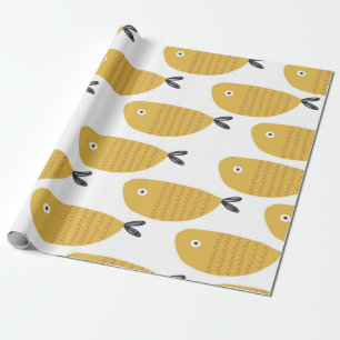 Naadloos kinderachtig patroon met grappige vissen. cadeaupapier