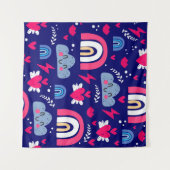 naadloos kinderpatroon, regenboog, wolken; wandkleed (Voorkant (horizontaal))