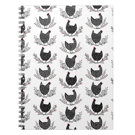 Naadloos kippenpatroon notitieboek (Voorkant)