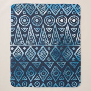 Naadloos klassiek blauw etnisch patroon sherpa deken