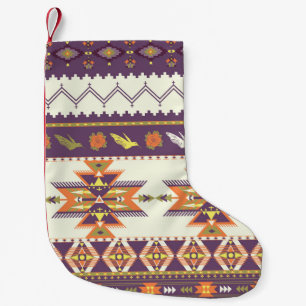 Naadloos kleurig aztec-patroon kleine kerstsok