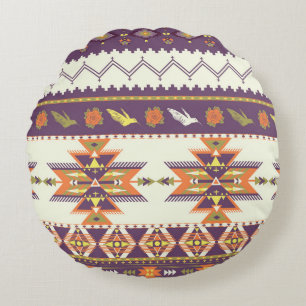 Naadloos kleurig aztec-patroon rond kussen