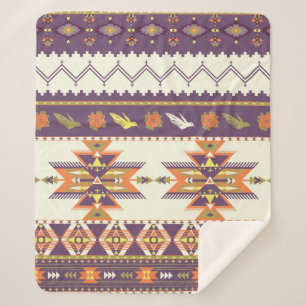 Naadloos kleurig aztec-patroon sherpa deken