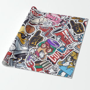 naadloos kleurloos hogeschool met ventilator cadeaupapier