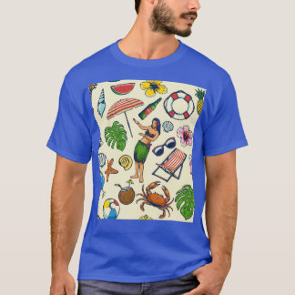 Naadloos kleurloos zomerpatroon t-shirt