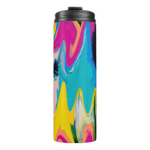 Naadloos kleurrijk abstract patroon, waterverf wan thermosbeker