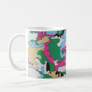 Naadloos kleurrijk camouflage achtergrondpatroon. koffiemok
