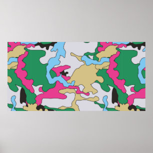 Naadloos kleurrijk camouflage achtergrondpatroon.  poster